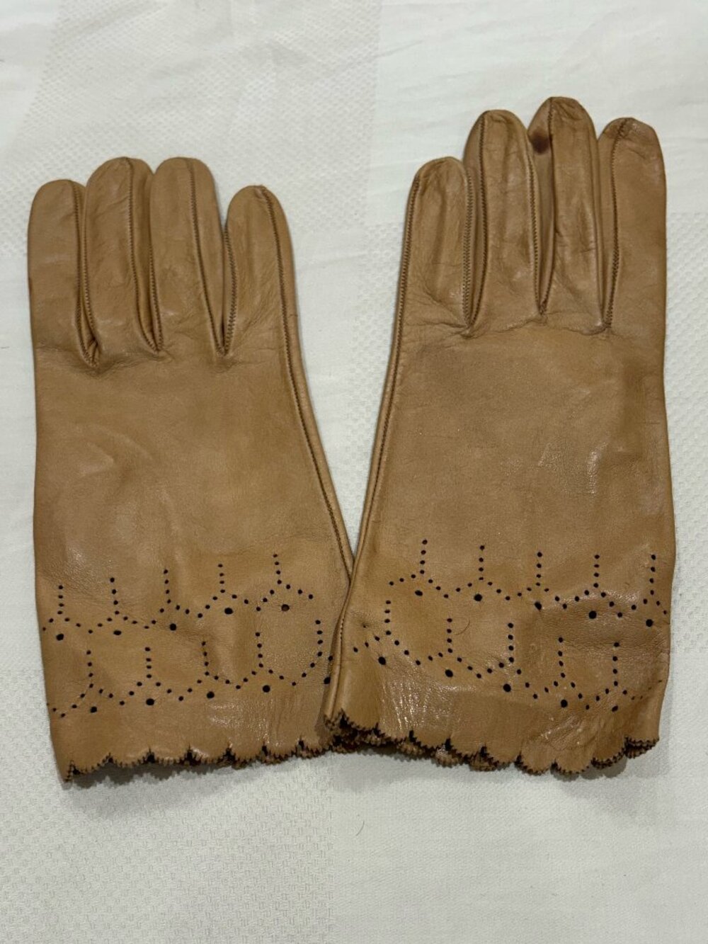 Leather Gloves with Perforated Detail